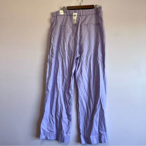 NWT ABERCROMBIE & FITCH PLEATED PURPLE LINEN WIDE LEG ELASTIC TROUSER LARGE - Picture 11 of 11